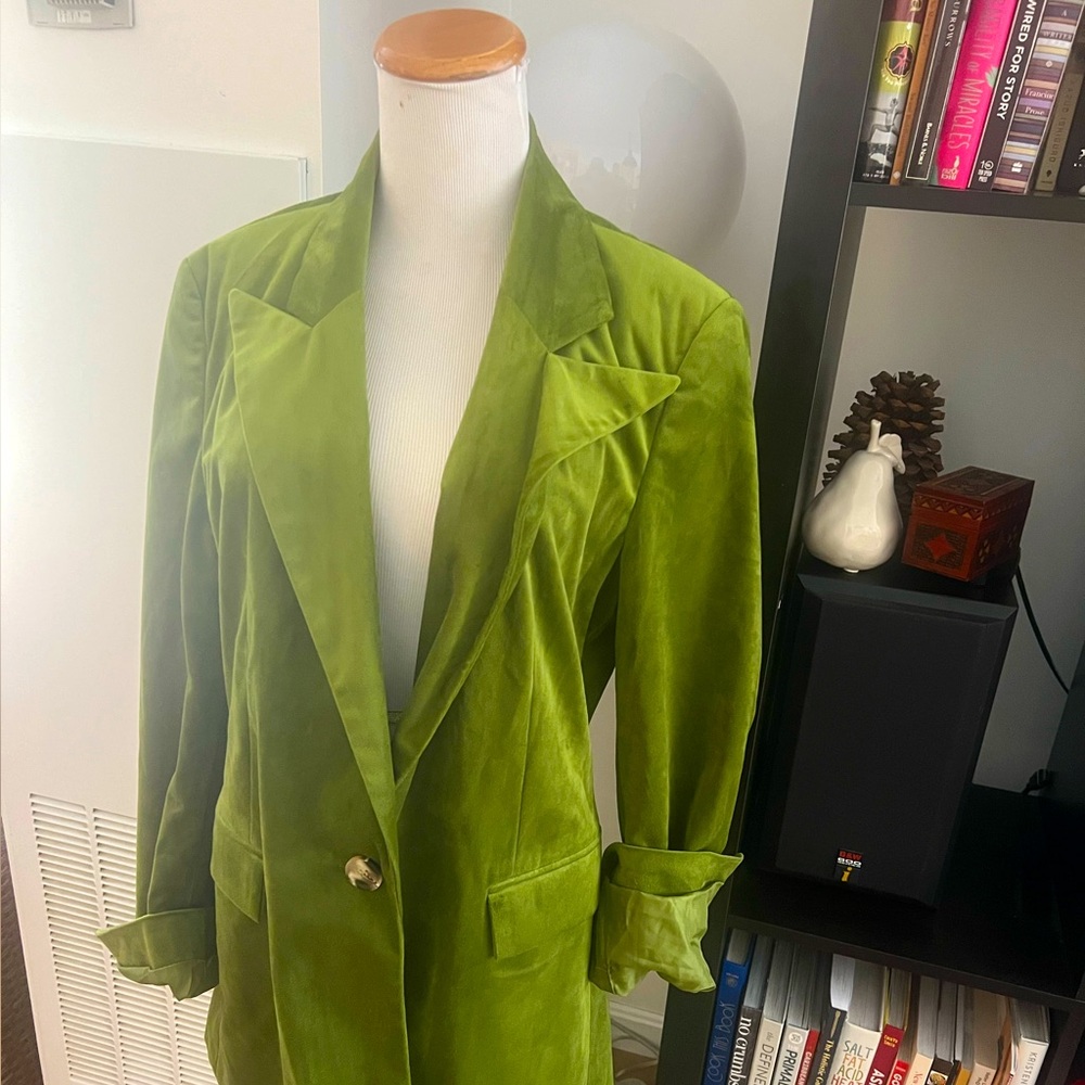 Velvet Edit. Boss it up with this wide lapel gem that means business. Size 10.